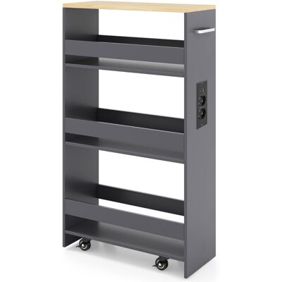 CostwayChariot de Rangement Slim 20 CM avec Station de Recharge Chariot de Cuisine Roulant à 4 Étagères avec Poignée et Garde-Corps Gris - Publicité CostwayChariot de Rangement Slim 20 CM avec Station de Recharge Chariot de Cuisine Roulant à 4 Étagères avec Poignée et Garde-Corps Gris - Publicité