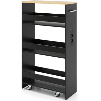 CostwayChariot de Rangement Slim 20 CM avec Station de Recharge Chariot de Cuisine Roulant à 4 Étagères avec Poignée et Garde-Corps Noir - Publicité CostwayChariot de Rangement Slim 20 CM avec Station de Recharge Chariot de Cuisine Roulant à 4 Étagères avec Poignée et Garde-Corps Noir - Publicité