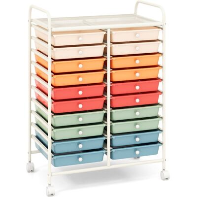CostwayMeuble Roulant à 20 Tiroirs avec Roues Organiseur pour accessoires Papiers Chariot Multifonctionnel pour Bureau Salon Macaron - Publicité CostwayMeuble Roulant à 20 Tiroirs avec Roues Organiseur pour accessoires Papiers Chariot Multifonctionnel pour Bureau Salon Macaron - Publicité