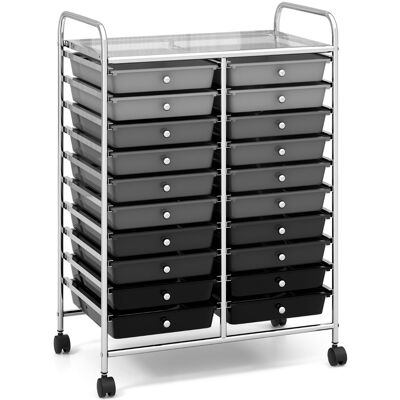 CostwayMeuble Roulant à 20 Tiroirs avec Roues Organiseur pour accessoires Papiers Chariot Multifonctionnel pour Bureau Salon Gris - Publicité CostwayMeuble Roulant à 20 Tiroirs avec Roues Organiseur pour accessoires Papiers Chariot Multifonctionnel pour Bureau Salon Gris - Publicité