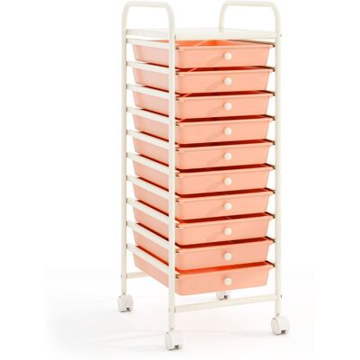CostwayChariot de Rangement Roulant 10 Tiroirs Amovibles Desserte pour Bureau Classeur à Roulettes 32,5x37x86cm Blanc + Rose - Publicité CostwayChariot de Rangement Roulant 10 Tiroirs Amovibles Desserte pour Bureau Classeur à Roulettes 32,5x37x86cm Blanc + Rose - Publicité