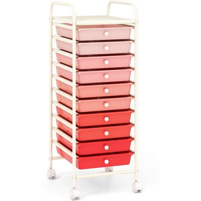 CostwayChariot de Rangement en Métal Chromé avec 10 Tiroirs 33 x 37 x 86 CM Rose - Publicité CostwayChariot de Rangement en Métal Chromé avec 10 Tiroirs 33 x 37 x 86 CM Rose - Publicité