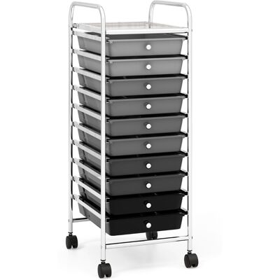 CostwayChariot de Rangement en Métal Chromé avec 10 Tiroirs 33 x 37 x 86 CM Gris - Publicité CostwayChariot de Rangement en Métal Chromé avec 10 Tiroirs 33 x 37 x 86 CM Gris - Publicité