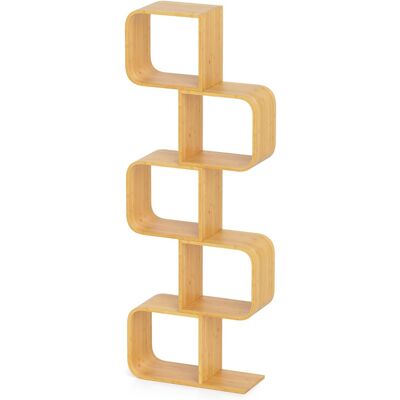 CostwayBibliothèque en Forme de 'S' à 5 Niveaux Etagère en Bambou avec 5 Cubes Ouverts Etagère d'angle Géométrique Etagère de Rangement Naturel - Publicité CostwayBibliothèque en Forme de 'S' à 5 Niveaux Etagère en Bambou avec 5 Cubes Ouverts Etagère d'angle Géométrique Etagère de Rangement Naturel - Publicité