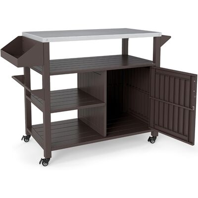 CostwayChariot de Grill Extérieur Table de Préparation Mobile avec Armoire de Rangement Étagères et Plateau en Acier Inoxydable Porte-épices Marron - Publicité CostwayChariot de Grill Extérieur Table de Préparation Mobile avec Armoire de Rangement Étagères et Plateau en Acier Inoxydable Porte-épices Marron - Publicité
