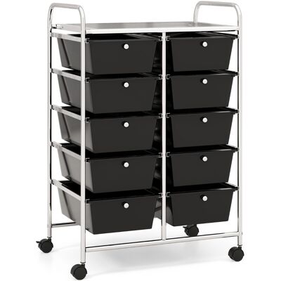 CostwayTour de Rangement à Roulettes- 10 Tiroirs Amovibles 65,5 x 37 x 87 CM Format A4 et et Lettre Noir - Publicité CostwayTour de Rangement à Roulettes- 10 Tiroirs Amovibles 65,5 x 37 x 87 CM Format A4 et et Lettre Noir - Publicité