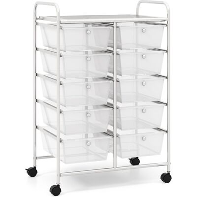 CostwayTour de Rangement à Roulettes- 10 Tiroirs Amovibles 65,5 x 37 x 87 CM Format A4 et et Lettre Transparent - Publicité CostwayTour de Rangement à Roulettes- 10 Tiroirs Amovibles 65,5 x 37 x 87 CM Format A4 et et Lettre Transparent - Publicité