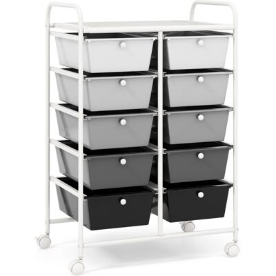 CostwayTour de Rangement à Roulettes- 10 Tiroirs Amovibles 65,5 x 37 x 87 CM Format A4 et et Lettre Noir+Gris - Publicité CostwayTour de Rangement à Roulettes- 10 Tiroirs Amovibles 65,5 x 37 x 87 CM Format A4 et et Lettre Noir+Gris - Publicité
