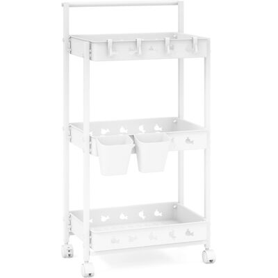 CostwayChariot de Rangement Mobile à 3 Niveaux Chariot Utilitaire avec 3 Bacs et 4 Crochets Organisateur Mobile avec Barre de Poignée Blanc - Publicité CostwayChariot de Rangement Mobile à 3 Niveaux Chariot Utilitaire avec 3 Bacs et 4 Crochets Organisateur Mobile avec Barre de Poignée Blanc - Publicité