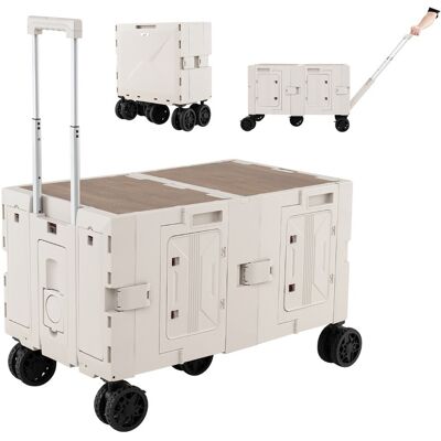 CostwayChariot de Plage Pliable avec Caisses de Rangement à 2 Niveaux Chariot Portable avec 5 Roues Pivotantes Poignée Télescopique en Métal Blanc - Publicité CostwayChariot de Plage Pliable avec Caisses de Rangement à 2 Niveaux Chariot Portable avec 5 Roues Pivotantes Poignée Télescopique en Métal Blanc - Publicité