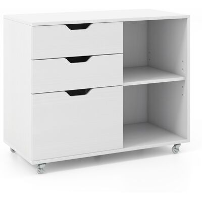 CostwayClasseur à 3 Tiroirs Support d'Imprimante Mobile avec Etagère Réglable Classeur Latéral à Roulettes pour Lettre A4 Blanc - Publicité CostwayClasseur à 3 Tiroirs Support d'Imprimante Mobile avec Etagère Réglable Classeur Latéral à Roulettes pour Lettre A4 Blanc - Publicité