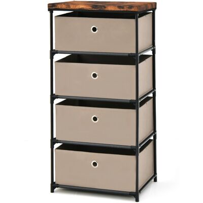 CostwayCommode 4 Tiroirs en Tissu Commode Chambre avec Cadre en Métal et Plateau Commode Haute pour Chambre Adulte/Enfant 42 x 33,5 x 84,5cm Marron - Publicité CostwayCommode 4 Tiroirs en Tissu Commode Chambre avec Cadre en Métal et Plateau Commode Haute pour Chambre Adulte/Enfant 42 x 33,5 x 84,5cm Marron - Publicité