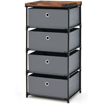 CostwayCommode 4 Tiroirs en Tissu Commode Chambre avec Cadre en Métal et Plateau Commode Haute pour Chambre Adulte/Enfant 42 x 33,5 x 84,5cm Gris - Publicité CostwayCommode 4 Tiroirs en Tissu Commode Chambre avec Cadre en Métal et Plateau Commode Haute pour Chambre Adulte/Enfant 42 x 33,5 x 84,5cm Gris - Publicité
