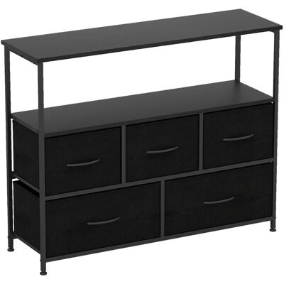 CostwayCommode pour Chambre avec 5 Tiroirs Large Commode de Rangement avec 2 Étagères Ouvertes en Bois et Cadre Métallique Robuste Noir - Publicité CostwayCommode pour Chambre avec 5 Tiroirs Large Commode de Rangement avec 2 Étagères Ouvertes en Bois et Cadre Métallique Robuste Noir - Publicité
