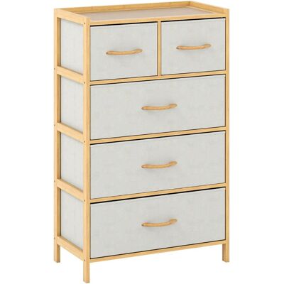 CostwayCommode à 5 Tiroirs pour Chambre Tour de Rangement en Bambou avec 5 Tiroirs Pliables en Tissu&Étagère Supérieure Meuble de Rangement Naturel - Publicité CostwayCommode à 5 Tiroirs pour Chambre Tour de Rangement en Bambou avec 5 Tiroirs Pliables en Tissu&Étagère Supérieure Meuble de Rangement Naturel - Publicité