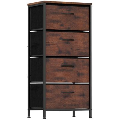 CostwayCommode à 4 Tiroirs Tour de Rangement en Tissu avec Dessus en Bois Poignée et Cadre Métallique Robuste Commode à Tiroirs Marron Rustique - Publicité CostwayCommode à 4 Tiroirs Tour de Rangement en Tissu avec Dessus en Bois Poignée et Cadre Métallique Robuste Commode à Tiroirs Marron Rustique - Publicité