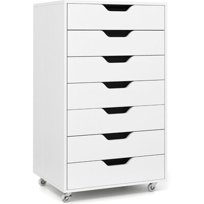 CostwayArmoire de Rangement à 7 Tiroirs Organisateur de Fichiers Mobile avec 4 Roulettes Universelles Commode Verticale sur Roues Blanc - Publicité CostwayArmoire de Rangement à 7 Tiroirs Organisateur de Fichiers Mobile avec 4 Roulettes Universelles Commode Verticale sur Roues Blanc - Publicité