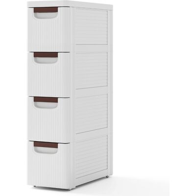 CostwayArmoire de Rangement Étroite pour Petits Espaces Unité Organisatrice Roulante à 4 Tiroirs avec Roues Intégrées Conteneur en Plastique Blanc - Publicité CostwayArmoire de Rangement Étroite pour Petits Espaces Unité Organisatrice Roulante à 4 Tiroirs avec Roues Intégrées Conteneur en Plastique Blanc - Publicité