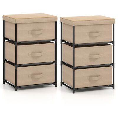 Costway2 Commodes 3 Tiroirs en Tissu 40 x 30 x 62 cm Table de Chevet avec Cadre en Métal pour Chambre Industriel Café - Publicité Costway2 Commodes 3 Tiroirs en Tissu 40 x 30 x 62 cm Table de Chevet avec Cadre en Métal pour Chambre Industriel Café - Publicité