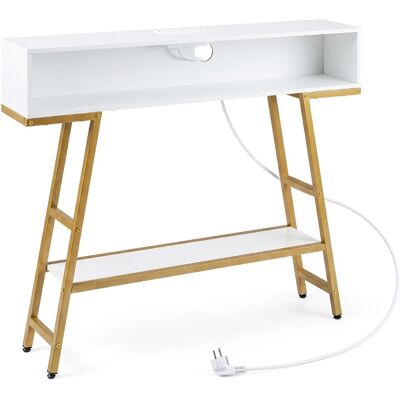 CostwayConsole avec Lumière LED et Station de Recharge Table d'Entrée à 3 Niveaux avec Compartiment de Rangement 100 x 20 x 86,5 cm Blanc - Publicité CostwayConsole avec Lumière LED et Station de Recharge Table d'Entrée à 3 Niveaux avec Compartiment de Rangement 100 x 20 x 86,5 cm Blanc - Publicité