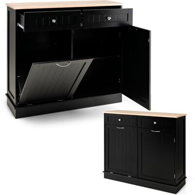CostwayBuffet de Cuisine avec Plateau en Caoutchouc 2 Tiroirs Étagère Réglable et Placard pour Accueillir Poubelle 42 L Noir - Publicité CostwayBuffet de Cuisine avec Plateau en Caoutchouc 2 Tiroirs Étagère Réglable et Placard pour Accueillir Poubelle 42 L Noir - Publicité