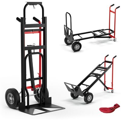 CostwayDiable Pliant en Métal 3 en 1 avec 4 Roues en Caoutchouc Chariot de Transport Industriel Robuste Capacité 450 Kg Rouge - Publicité CostwayDiable Pliant en Métal 3 en 1 avec 4 Roues en Caoutchouc Chariot de Transport Industriel Robuste Capacité 450 Kg Rouge - Publicité