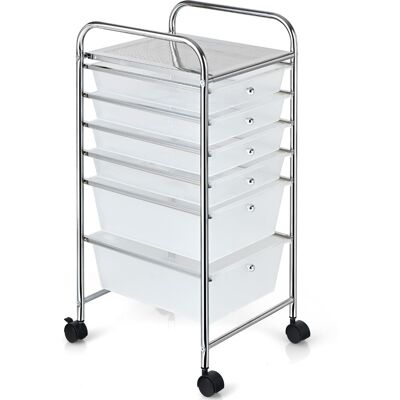 CostwayChariot avec 6 Tiroirs Empilables Structure en Métal et Surface de Rangement Transparente - Publicité CostwayChariot avec 6 Tiroirs Empilables Structure en Métal et Surface de Rangement Transparente - Publicité