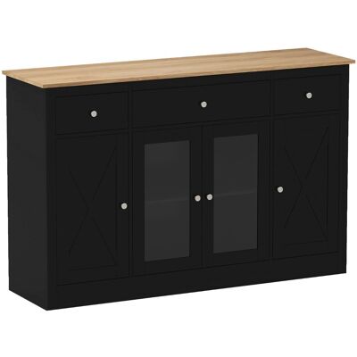 CostwayGrand Buffet 140 CM Buffet de Cuisine avec 3 Tiroirs 2 Portes Vitrées Étagères Réglables Meuble Bar à Café Moderne Table Bar à Vin Noir - Publicité CostwayGrand Buffet 140 CM Buffet de Cuisine avec 3 Tiroirs 2 Portes Vitrées Étagères Réglables Meuble Bar à Café Moderne Table Bar à Vin Noir - Publicité