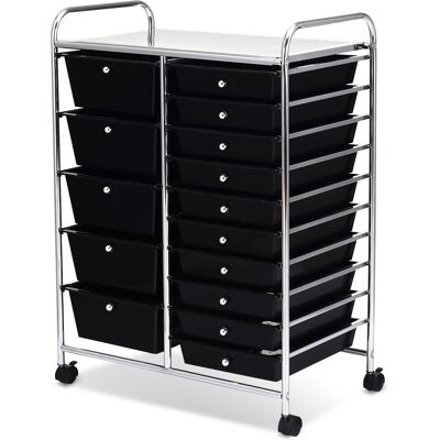 CostwayChariot de Rangement Roulant 10 Tiroirs Amovibles Desserte pour Bureau Classeur à Roulettes, 63x37x87cm, Noir - Publicité CostwayChariot de Rangement Roulant 10 Tiroirs Amovibles Desserte pour Bureau Classeur à Roulettes, 63x37x87cm, Noir - Publicité