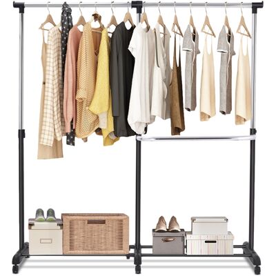 CostwayPortant à Vêtement Mobile et Télescopique Hauteur Largeur Réglables Capacité 20kg 91-160x43x93-168cm Noir et Argent - Publicité CostwayPortant à Vêtement Mobile et Télescopique Hauteur Largeur Réglables Capacité 20kg 91-160x43x93-168cm Noir et Argent - Publicité