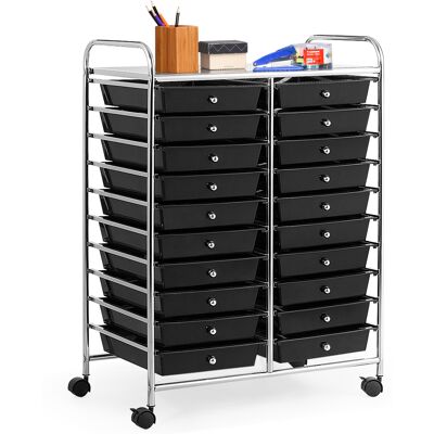 CostwayMeuble Roulant à 20 Tiroirs avec Roues Organiseur pour accessoires Papiers Chariot Multifonctionnel pour Bureau Salon Noir - Publicité CostwayMeuble Roulant à 20 Tiroirs avec Roues Organiseur pour accessoires Papiers Chariot Multifonctionnel pour Bureau Salon Noir - Publicité