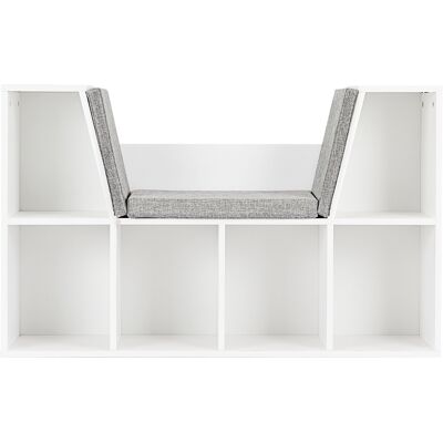 CostwayBibliothèque de Rangement à 7 Casiers avec Coussins Rembourrés Gris Banc à Chaussures en Bois 102x30x63cm, Blanc - Publicité CostwayBibliothèque de Rangement à 7 Casiers avec Coussins Rembourrés Gris Banc à Chaussures en Bois 102x30x63cm, Blanc - Publicité