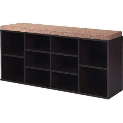 CostwayMeuble à Chaussures Banc à Chaussures avec Coussin Capacité 150 Kg Grand Rangement en Bois 104X30X48 Cm Marron - Publicité CostwayMeuble à Chaussures Banc à Chaussures avec Coussin Capacité 150 Kg Grand Rangement en Bois 104X30X48 Cm Marron - Publicité