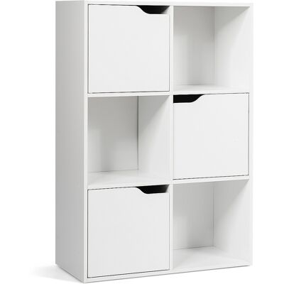 CostwayMeuble de Rangement Casier avec 6 Compartiments 3 Ouverts et 3 avec Portes Capacité 30 kg en MDF 60x29x90cm Blanc - Publicité CostwayMeuble de Rangement Casier avec 6 Compartiments 3 Ouverts et 3 avec Portes Capacité 30 kg en MDF 60x29x90cm Blanc - Publicité