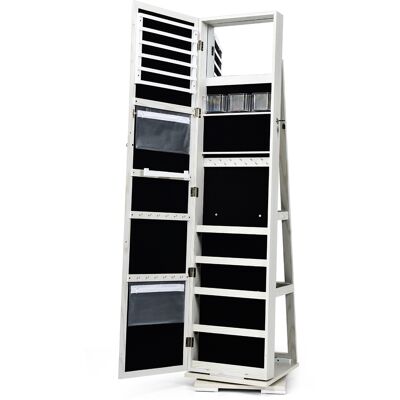 CostwayArmoire à Bijoux Pivotante à 360 Degrés avec Grand Miroir Psyché et Etagère de Rangement à L Arrière Blanc - Publicité CostwayArmoire à Bijoux Pivotante à 360 Degrés avec Grand Miroir Psyché et Etagère de Rangement à L Arrière Blanc - Publicité