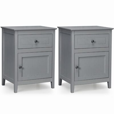 CostwayLot de 2 Tables de Chevet avec Tiroir et Grand Placard 48 x 38 x 63,5 CM (L×l×H) 2 Tables de Nuit avec Pieds en Bois Massif Gris - Publicité CostwayLot de 2 Tables de Chevet avec Tiroir et Grand Placard 48 x 38 x 63,5 CM (L×l×H) 2 Tables de Nuit avec Pieds en Bois Massif Gris - Publicité
