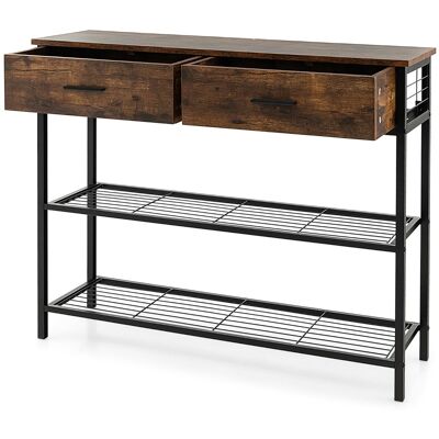 CostwayTable Console à 2 niveaux 2 Tiroirs 100 x 30 x 81,5 CM Style Industriel Cadre en Métal Meuble d' Entrée Café - Publicité CostwayTable Console à 2 niveaux 2 Tiroirs 100 x 30 x 81,5 CM Style Industriel Cadre en Métal Meuble d' Entrée Café - Publicité