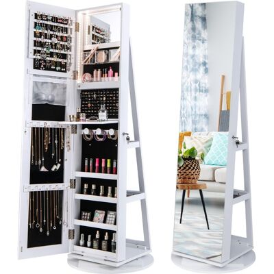 CostwayArmoire à Bijoux Pivotante à 360° avec Lumières LED 3 Couleurs Miroir Pleine Longueur et Étagère 3 Niveaux en Arrière Blanc - Publicité CostwayArmoire à Bijoux Pivotante à 360° avec Lumières LED 3 Couleurs Miroir Pleine Longueur et Étagère 3 Niveaux en Arrière Blanc - Publicité