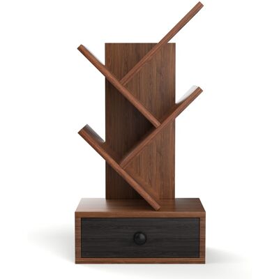 Costway60 CM Bibliothèque en Forme d'Arbre 5 Niveaux avec Tiroir Mini Étagères de Rangement pour Bureau Salon et Chambre Marron - Publicité Costway60 CM Bibliothèque en Forme d'Arbre 5 Niveaux avec Tiroir Mini Étagères de Rangement pour Bureau Salon et Chambre Marron - Publicité