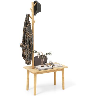 CostwayTable d'Appoint avec Porte-manteau en Bois Massif avec Banc à Chaussures 2 en 1 3 Crochets Naturel - Publicité CostwayTable d'Appoint avec Porte-manteau en Bois Massif avec Banc à Chaussures 2 en 1 3 Crochets Naturel - Publicité