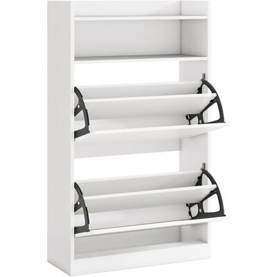 CostwayMeuble à Chaussures avec 2 Tiroirs Abattants Meuble à Chaussures Mince et Caché avec Rangement Ouvert Étagère à Chaussures en Bois Blanc - Publicité CostwayMeuble à Chaussures avec 2 Tiroirs Abattants Meuble à Chaussures Mince et Caché avec Rangement Ouvert Étagère à Chaussures en Bois Blanc - Publicité