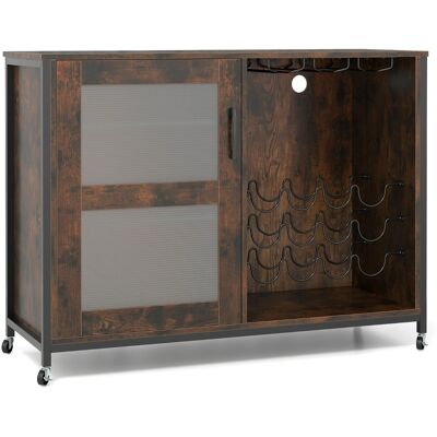 CostwayMeuble Bar à Vin avec Lumière LED Buffet de Cuisine avec Étagères Ajustables Supports à Verres et Bouteilles Industrielle Marron Rustique - Publicité CostwayMeuble Bar à Vin avec Lumière LED Buffet de Cuisine avec Étagères Ajustables Supports à Verres et Bouteilles Industrielle Marron Rustique - Publicité
