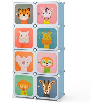 CostwayMeuble Rangement Enfants 8 Cubes avec Motif d'Animaux Armoire Modulable Enfants avec Cadre Métallique Charge 10kg Bleu - Publicité CostwayMeuble Rangement Enfants 8 Cubes avec Motif d'Animaux Armoire Modulable Enfants avec Cadre Métallique Charge 10kg Bleu - Publicité