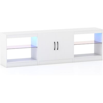 CostwayMeuble TV Modulaire pour Téléviseurs de 85" Centre de Divertissement 3 en 1 avec Lumières LED & Étagères en Verre Réglables Console Blanc - Publicité CostwayMeuble TV Modulaire pour Téléviseurs de 85" Centre de Divertissement 3 en 1 avec Lumières LED & Étagères en Verre Réglables Console Blanc - Publicité