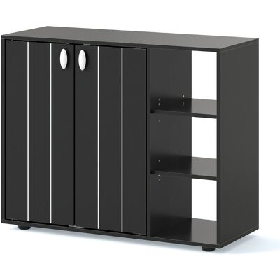 CostwayMeuble à Chaussures avec Portes Range-Chaussures à 3 Niveaux avec Étagères Ouvertes Réglables Organiseur de Rangement 80 x 31 x 64,5cm Noir - Publicité CostwayMeuble à Chaussures avec Portes Range-Chaussures à 3 Niveaux avec Étagères Ouvertes Réglables Organiseur de Rangement 80 x 31 x 64,5cm Noir - Publicité