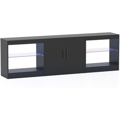 CostwayMeuble TV Modulaire pour Téléviseurs de 85" Centre de Divertissement 3 en 1 avec Lumières LED & Étagères en Verre Réglables Console Noir - Publicité CostwayMeuble TV Modulaire pour Téléviseurs de 85" Centre de Divertissement 3 en 1 avec Lumières LED & Étagères en Verre Réglables Console Noir - Publicité