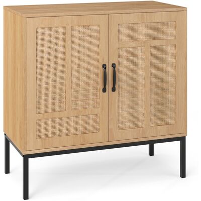CostwayMeuble de Rangement en Rotin Meuble D'appoint Bohème à Motif Asymétrique Buffet à 2 Portes avec Étagère Réglable à 3 Positions Naturel - Publicité CostwayMeuble de Rangement en Rotin Meuble D'appoint Bohème à Motif Asymétrique Buffet à 2 Portes avec Étagère Réglable à 3 Positions Naturel - Publicité