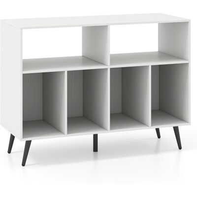CostwayMeuble pour Platine Vinyle Support à 3 Niveaux avec Étagère de Rangement pour Disques Vinyles Table de Rangement avec 5 Pieds en Métal Blanc - Publicité CostwayMeuble pour Platine Vinyle Support à 3 Niveaux avec Étagère de Rangement pour Disques Vinyles Table de Rangement avec 5 Pieds en Métal Blanc - Publicité
