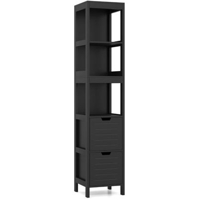 CostwayMeuble Colonne de Salle de Bain Armoire Haute de Rangement Ouvert avec 2 Tiroirs en Mdf 305x305x145cm Noir - Publicité CostwayMeuble Colonne de Salle de Bain Armoire Haute de Rangement Ouvert avec 2 Tiroirs en Mdf 305x305x145cm Noir - Publicité