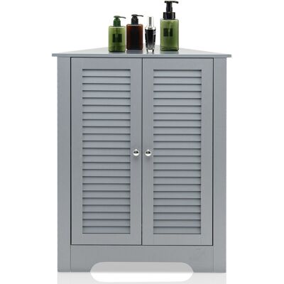 CostwayMeuble d'Angle avec 2 Portes et Étagère Réglable Meuble de Rangement Autoportant pour Salle de Bain Entrée Salon Chambre Gris - Publicité CostwayMeuble d'Angle avec 2 Portes et Étagère Réglable Meuble de Rangement Autoportant pour Salle de Bain Entrée Salon Chambre Gris - Publicité